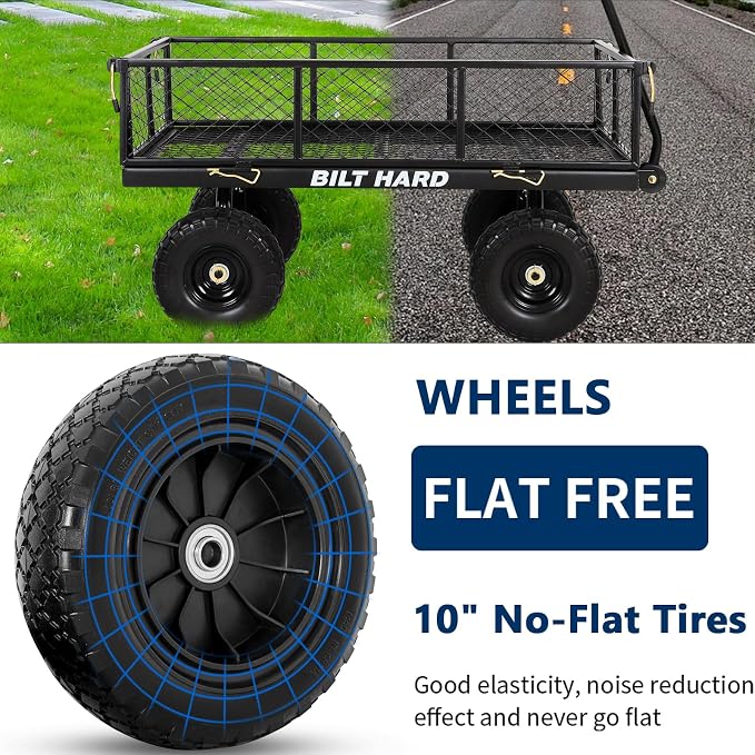 BILT HARD 10" Flat Free Tires Heavy Duty Garden Cart - Image 2