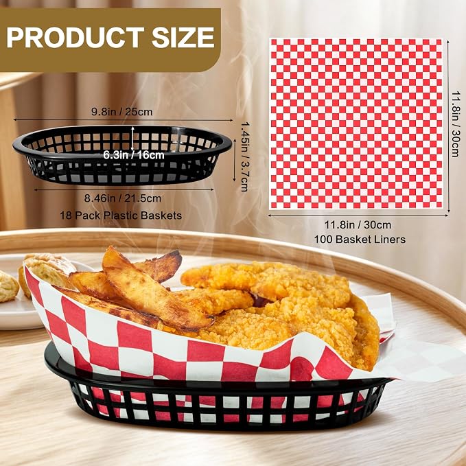 18 Pcs Fast Food Baskets, Plastic Food Serving Basket - Image 2