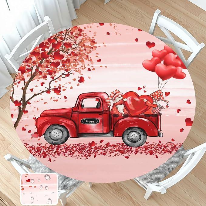 Valentines Day Round Fitted Tablecloth by Unknown
