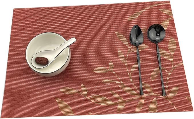 Gugrida Place Mats PVC Set of 6, Table Placemats Set of 6 PVC Woven Vinyl Place - Image 5
