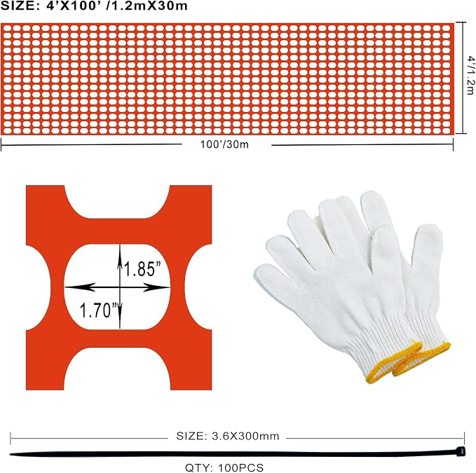 Safety Fence Plastic Mesh Fencing Roll, Temporary Reusable Netting - Image 4