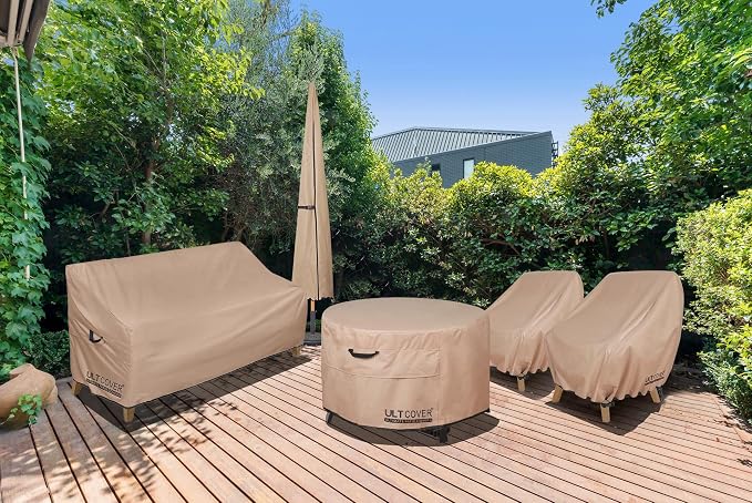 ULTCOVER Patio Fire Pit Table Cover Round 27 inch Outdoor Waterproof Fire Bowl - Image 9