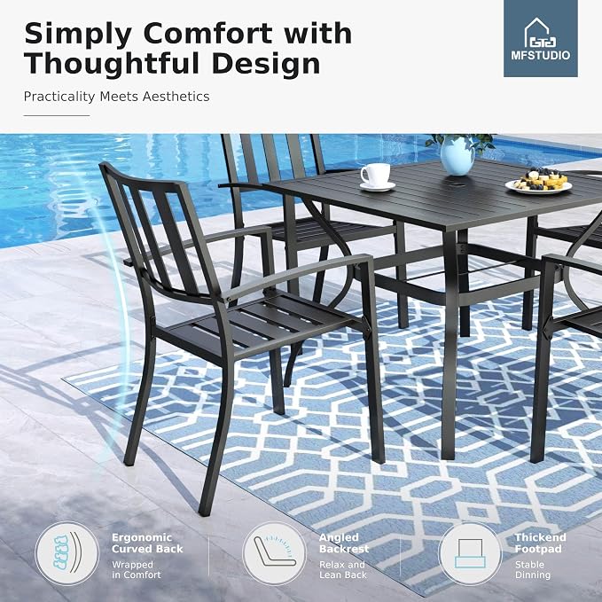 MFSTUDIO Outdoor Dining Set for 8, Patio Table and Chairs Set - Image 4