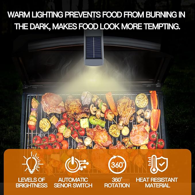 Grill Light for Outdoor Grill, Solar Rechargeable 400Lumens&360° Rotation BBQ - Image 2