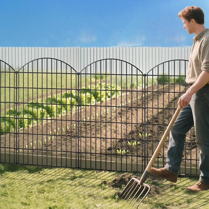 Metal Garden Fence 48in x 20.3ft, 8 Panels + 9 Stakes Dog Fence Border Fence - Image 5