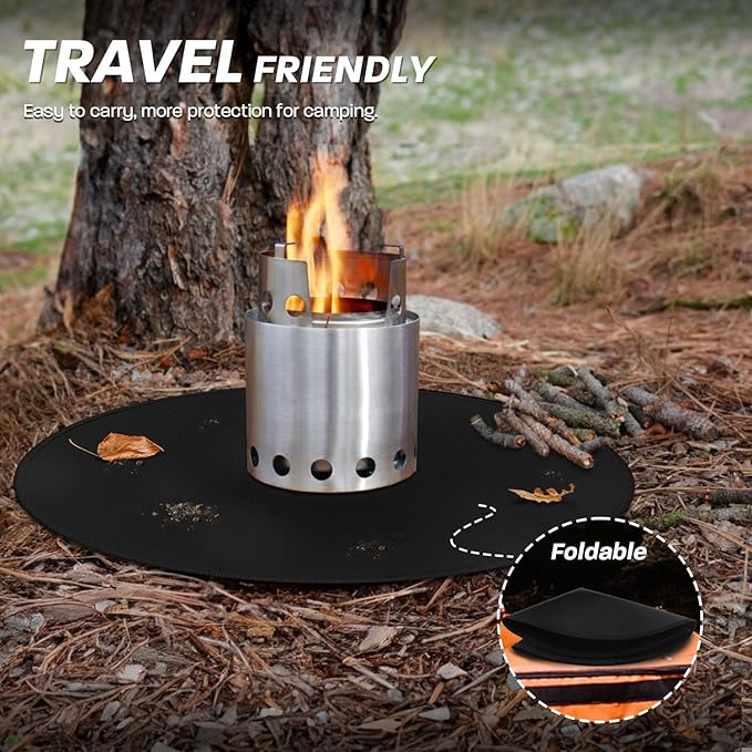 Grill Pad Floor Mat, 19.5 Inch Round Fiberglass, Black