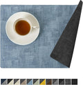 Romanstile Reversible Vinyl Placemats Set of 6, Faux Leather 100% Waterproof by Romanstile