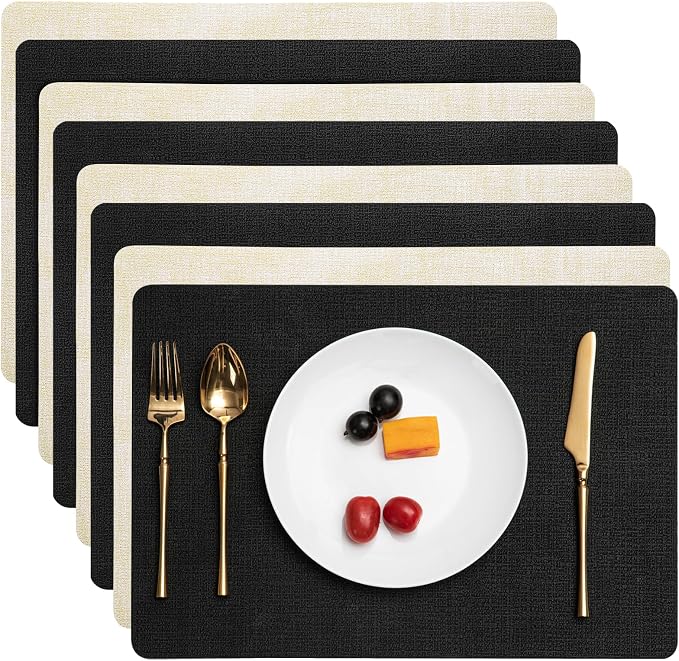 Myir JUN Placemats Set of 8, Dual Sided Faux Leather Placemats Place Mats Set by MyirJUN
