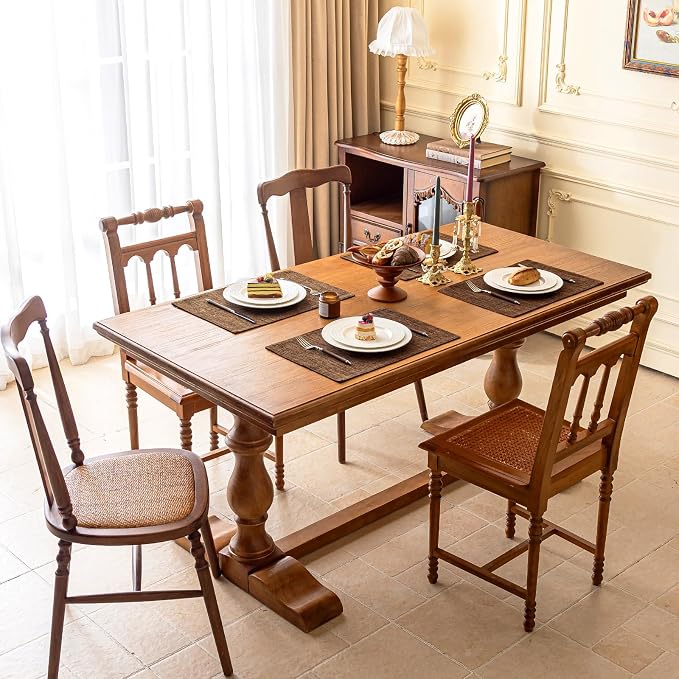 KXN Placemats Set of 6, Dual-Layer Thickened Faux Linen Table Mats, Heat - Image 2