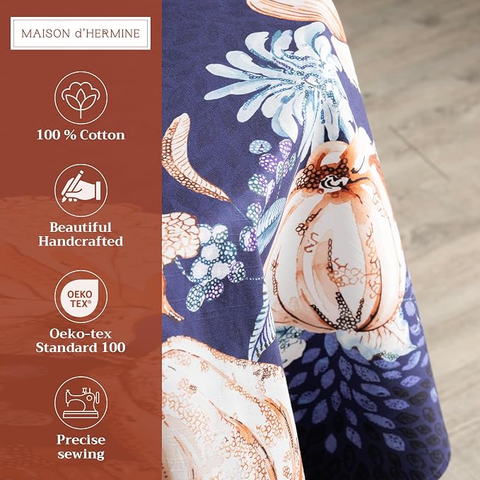 Maison d' Hermine Table Cloth Round Table 100% Cotton 63 Inches Fall Tablecloth - Image 2