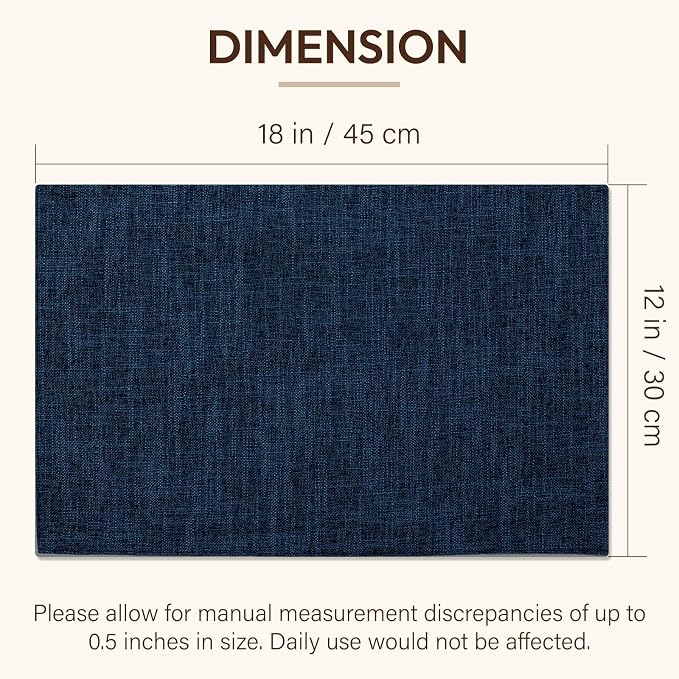 Blue Forest Placemats Set of 6, Dual-Layered Thickened Faux Linen Cloth Place - Image 6