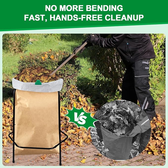Aobiono Leaf Trash Bag Holder Stand, Garbage Bag Support Frame - Image 2