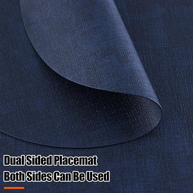 Homaxy Round Faux Leather Placemats and Coasters, Washable Dual-Side Table Mats - Image 3