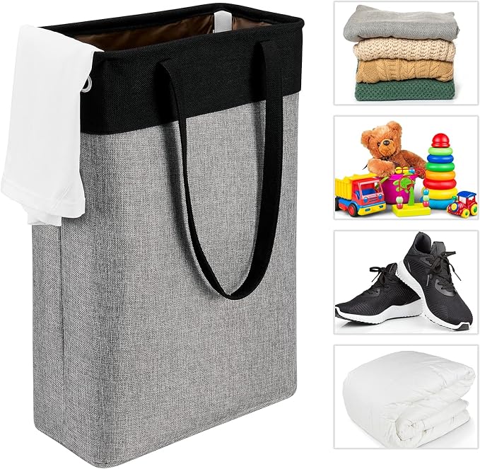 Laundry Hampers 15.2Lx7.5Wx23H Small&Tall Slim Fabric Laundry Baskets Thin - Image 3