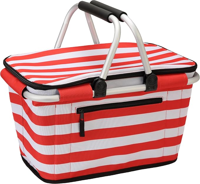 SIYUAN Picnic Basket with Handles 30L Leakproof Insulated Cooler Stripped by SIYUAN