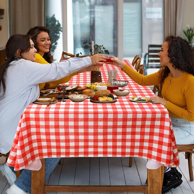 Nasitos 2 Pack Plastic Table Cloth 60x120 Inch-Red and White Rectangle - Image 7