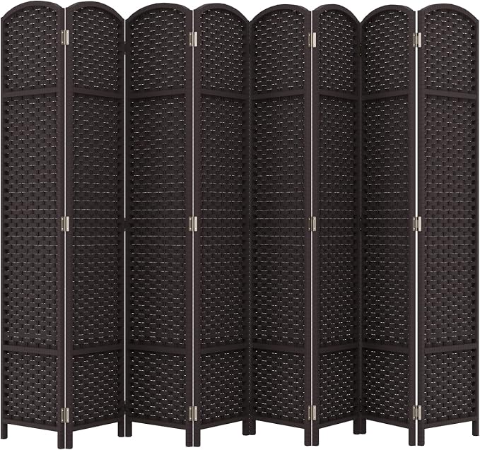 Room Divider 8 Panel Screen 5.6 Ft Tall Partition Room Dividers Brown Privacy by FDW