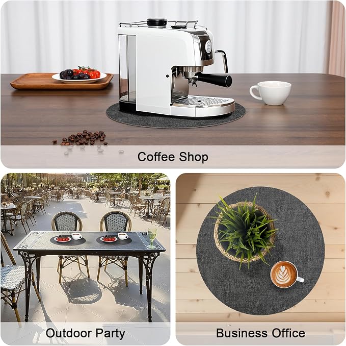 Myir JUN Round Dual-Sided Placemats, Faux Leather Set of 4 - Image 6