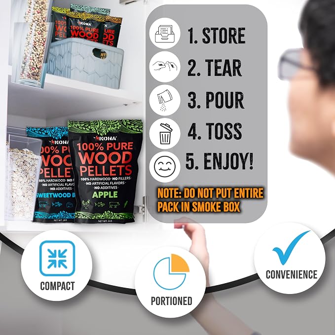 Kona Wood Pellets Intended for The Ninja Woodfire Grill, 12 Single-Use Pouches - Image 4