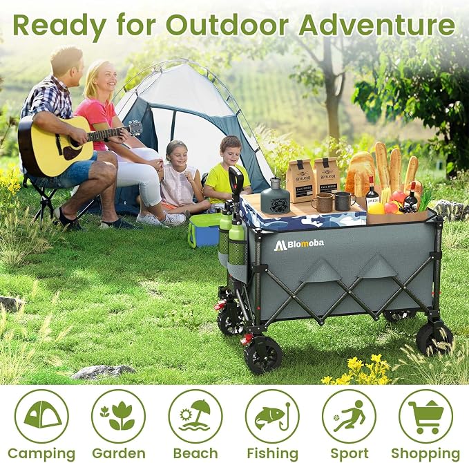 Collapsible Wagon Cart, 150L Heavy Duty Foldable Beach Wagon - Image 9