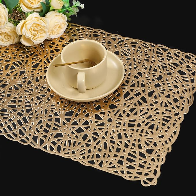 FAVE Gold Table Runners 36 Inches Heat Resistant Table Runner Flower Shaped - Image 7