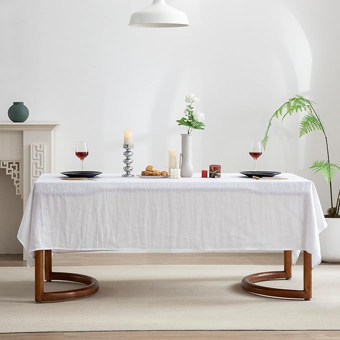 EVERLY 100% Pure Linen Rectangle Tablecloths 60x120 Inches - Image 2