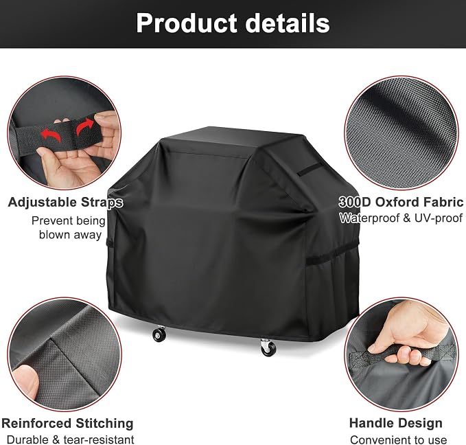 LBTING Grill Cover, 65-inch Heavy Duty 300D Oxford Waterproof Windproof UV - Image 3