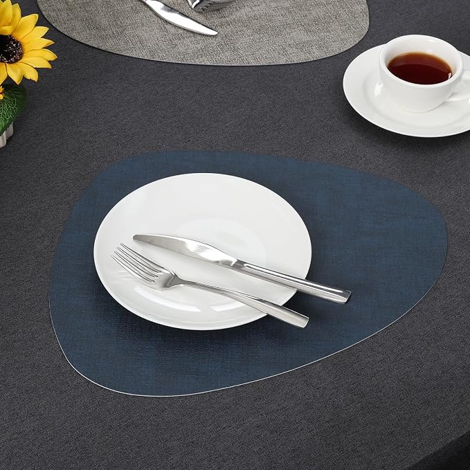 Placemats and Coasters, Washable Reversible Placemats Round Faux Leather - Image 8