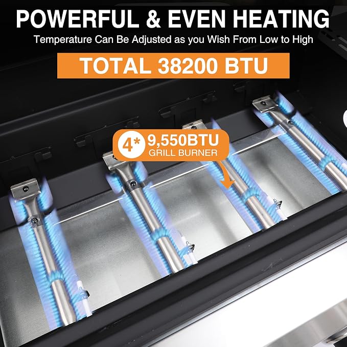 4 Burner Gas Grills Outdoor Cooking Propane Gas Grill BBQ Grill Portable - Image 7