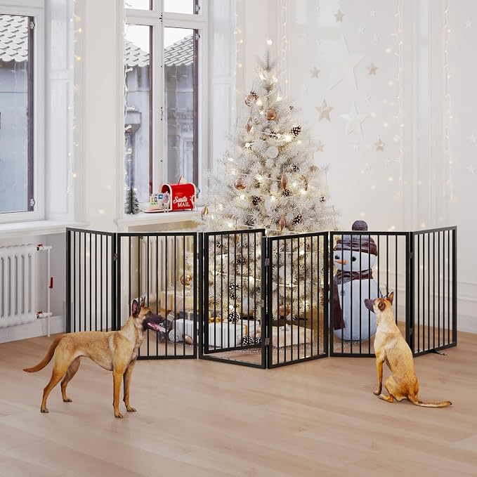Vantas Folding No-Assembly Metal Pet Gate 120" Wide, Freestanding Accordion - Image 2