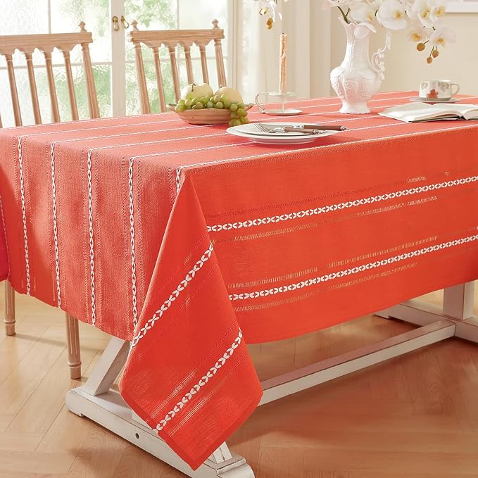 Chassic 60 x 60 inches Farmhouse Style Linen tablecloths, Wrinkle Resistant - Image 3
