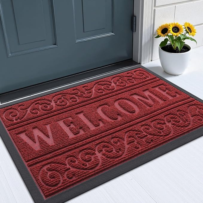 OLANLY Welcome Door Mat Indoor Outdoor Entrance, Heavy Duty Sturdy Front Door by OLANLY