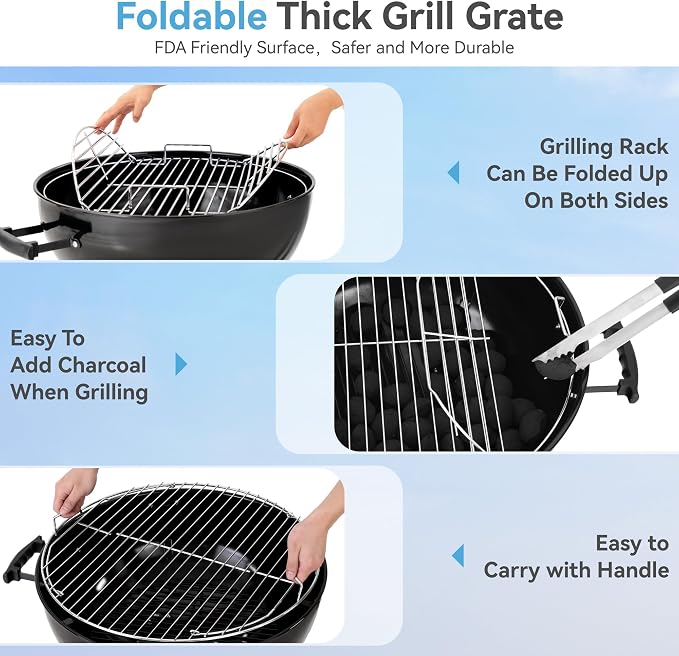 GREEN PARTY 18 inch Kettle Charcoal BBQ Grill - Image 6