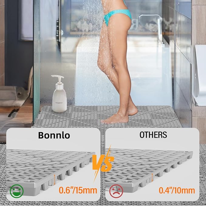 Bonnlo Grey Interlocking Drainage Mat, Restaurant Kitchen Mat, Cushioned Tiles - Image 6