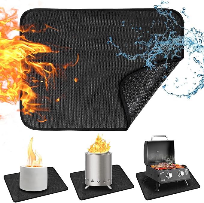 24x18 Inches Under Grill Mat for Outdoor Tabletop Grill Deck Protector by CowCity
