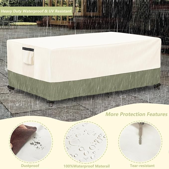 Outdoor Coffee Table Cover 42 W x 26 D x 16 H Inches, 600D Heavy Duty - Image 3
