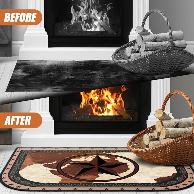 Demissle Cabin Fireplace Hearth Rug Fireplace Mats Cabin Southwestern Fireproof - Image 4