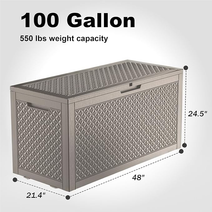 New 100 Gallon Outdoor Storage Box – Resin Deck Box - Image 2