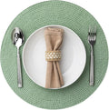 Round Placemats Set of 6 Plastic Woven Placemats Washable Wipeable Table Mats by BAROYAL