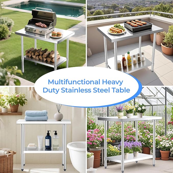 NUUK Heavy Duty Commercial Worktable 24" x 36" Restaurant Kitchen Food Prep - Image 7