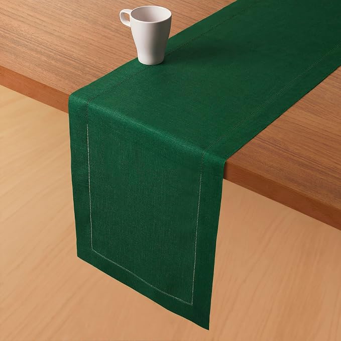 D'Moksha Homes Linen Forest Green Table Runner 48 Inches - Image 2