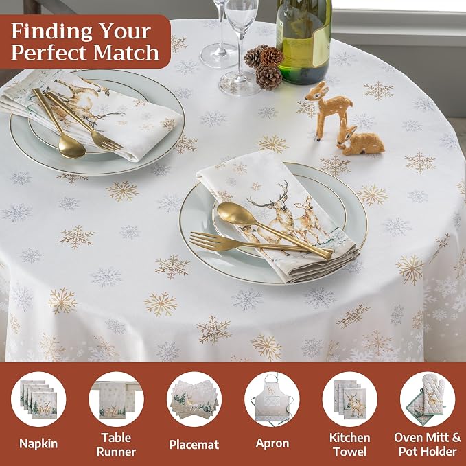Maison d' Hermine Table Cloth Round Table 100% Cotton 63 Inches Fall Tablecloth - Image 4