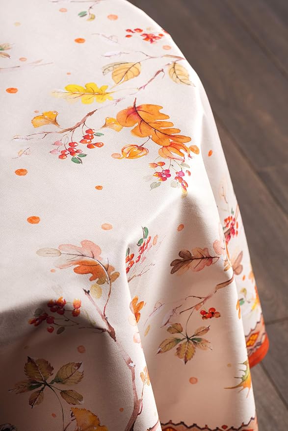 Maison d' Hermine Table Cloth Round Table 100% Cotton 69 Inches Fall Tablecloth - Image 8