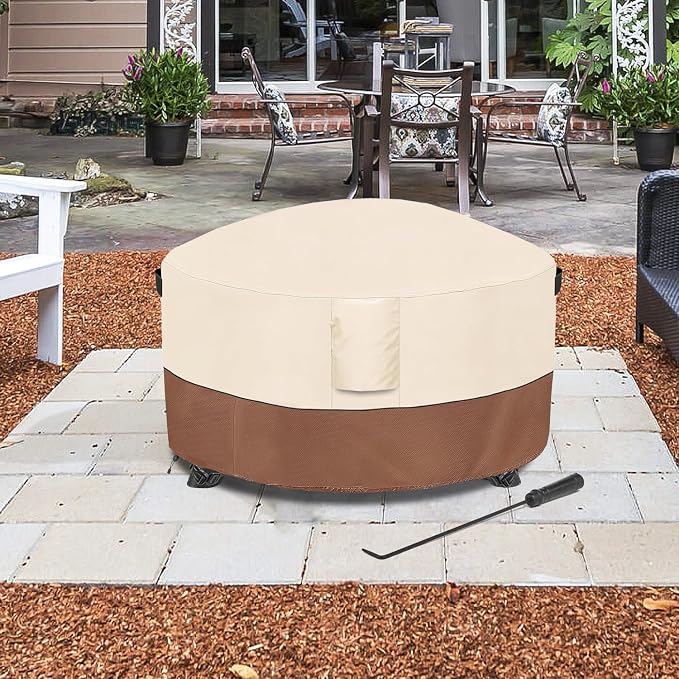 Fire Pit Cover, Outdoor Heavy Duty 600D 100% Waterproof Fire Pit Cover Round - Image 8