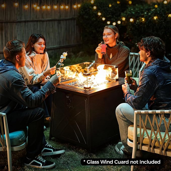 BALI OUTDOORS Gas FirePit Table, 28 inch 50, 000 BTU Square Outdoor Propane - Image 5