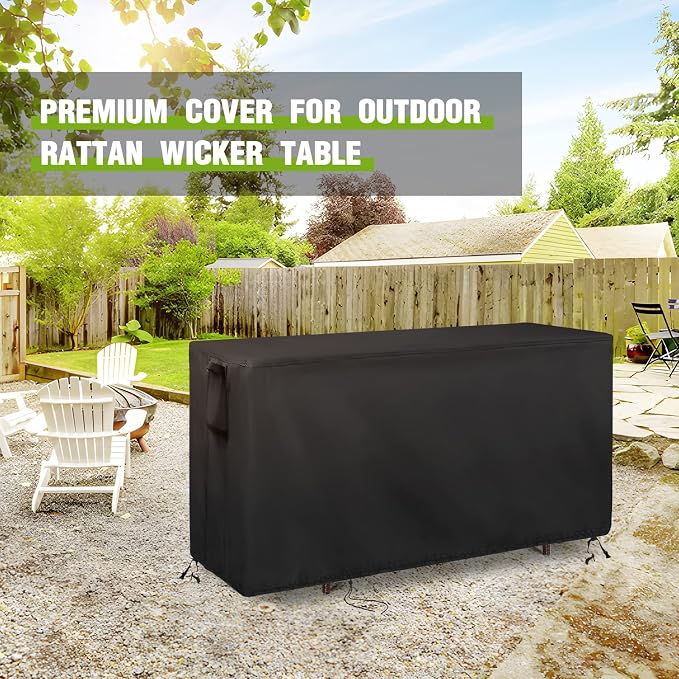 Outdoor Bar Cover for Patio Wicker Bar Counter Table 55"L x 18"D x 36"H - Image 6
