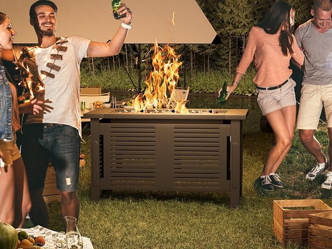 U-MAX Fire Pit Table, 43 Inch Wood Burning BBQ Grill Firepits, Metal Fireplaces - Image 8