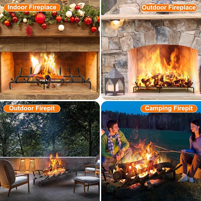 FEED GARDEN Fireplace Grate 30 inch Heavy Duty Fireplace Log Holder, 1/2" Solid - Image 7