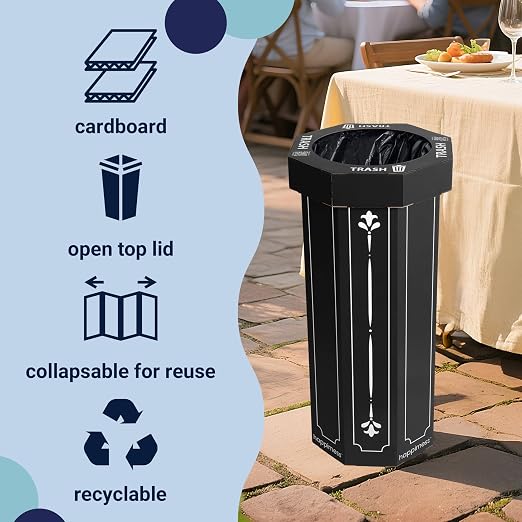 Eyely MPH1301A-SET2 Sal 25-Gallon Disposable Corrugated Cardboard Event Trash - Image 2