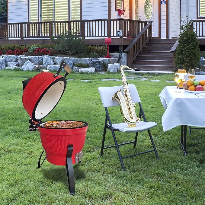 VINGLI 13" Kamado Grill Charcoal Grills Portable Barbecue Grill BBQ Kettle - Image 8